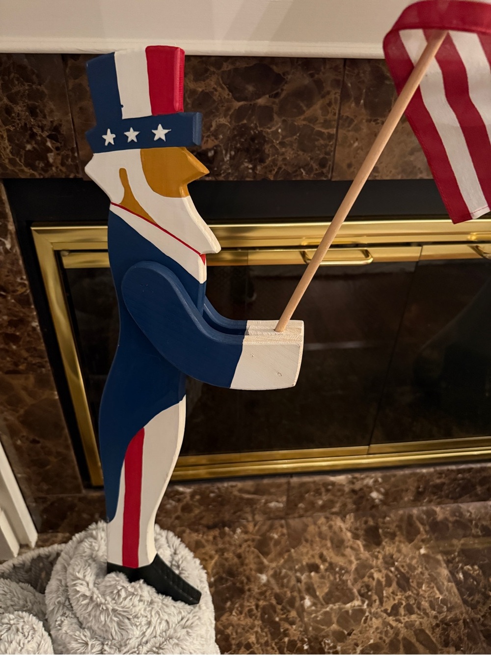 Folk Art Uncle Sam Fourth Of July Patriotic Red White Blue American Wood Holder